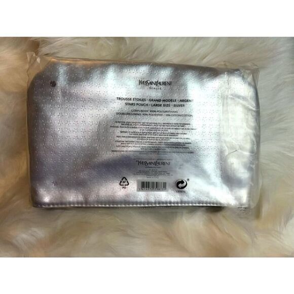 YSL Yves Saint Laurent Beaute Silver “Stars" Cosmetics/Travel Pouch Large NWT - Picture 2 of 12